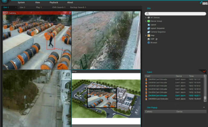 IDIS video surveillance enhanced by perimeter analytics from Davantis