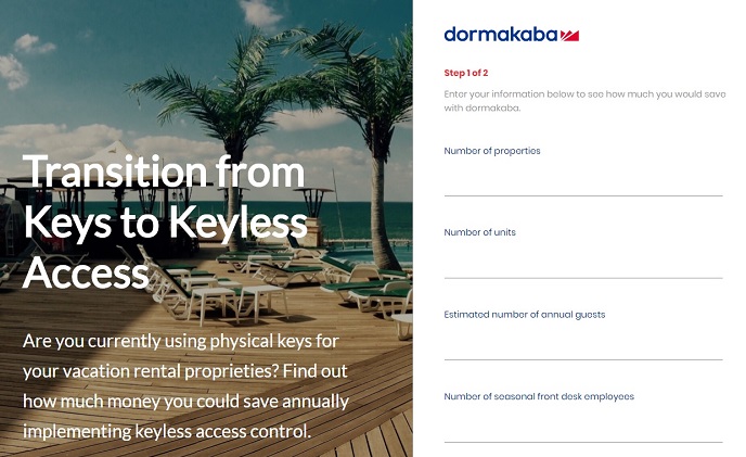 dormakaba launches online ROI calculator for vacation rental industry