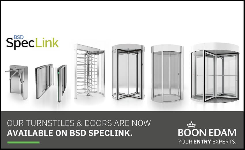 Boon Edam entrances now available on BSD SpecLink