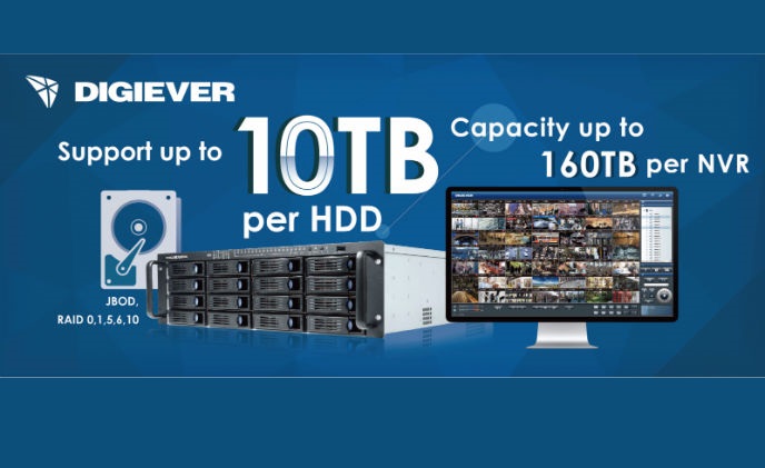 DIGIEVER NVR supports 10TB hard disk drives for long-term storage needs