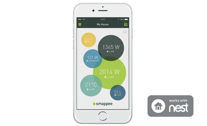 Smappee works with Nest to provide energy monitoring and control via App