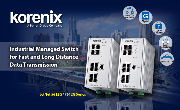 Korenix's industrial 12 ports Gigabit switch series for secure surveillance applications