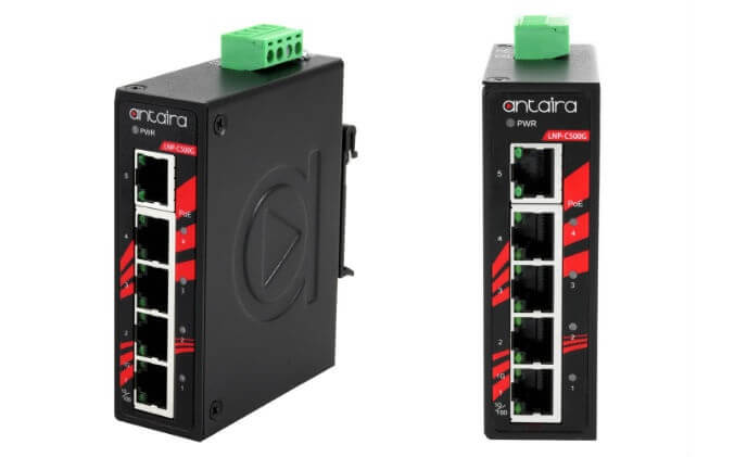 Antaira launches LNP-C500G-SFP industrial compact unmanaged Gigabit PoE+ switches 