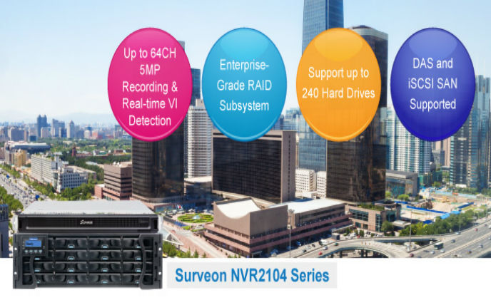 Surveon introduced NVR2104 with RAID Subsystem for central management