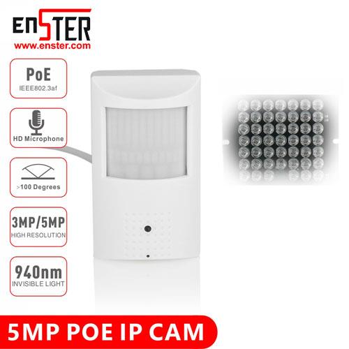 ENSTER Covert POE IP Camera Audio High Sensitivity Microhphone Wide View Support Motion Detection