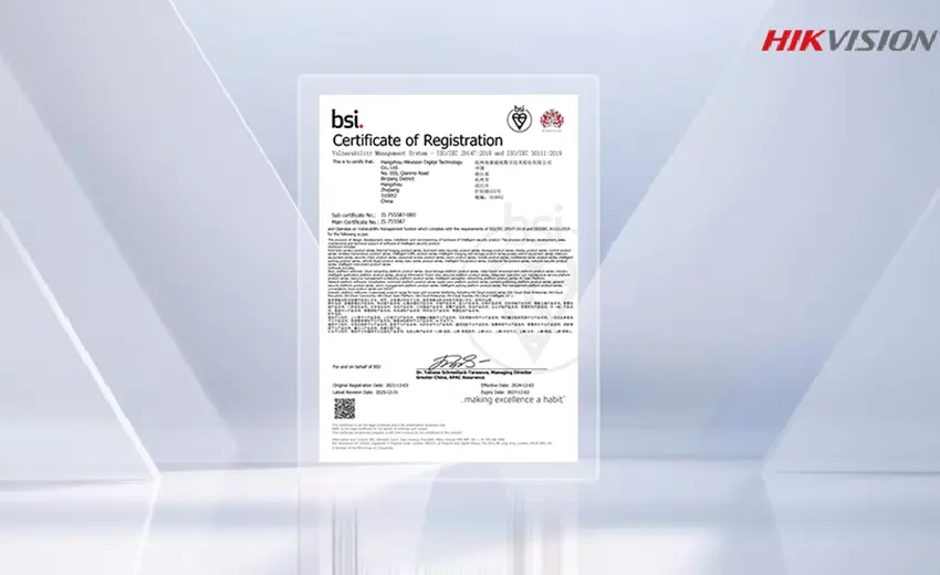 Hikvision earns ISO/IEC 29147 and ISO/IEC 30111 certification for vulnerability management