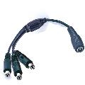 DC power splitter,CCTV power cord,1 female to 3 male dc power cable