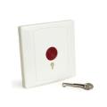 Emergency push button with key reset wire alarm system