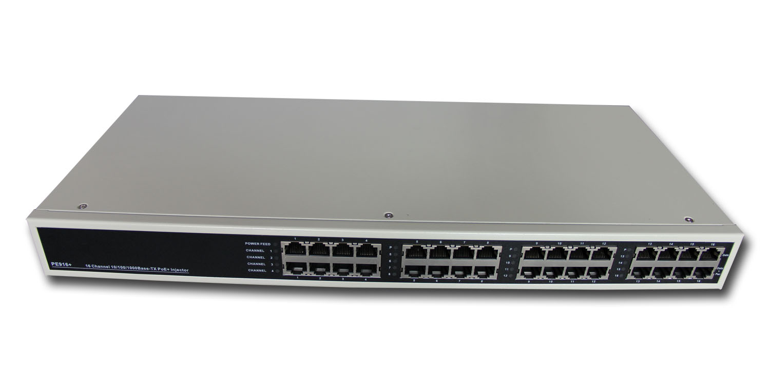 PE916 16 Channel Gigabit POE Injector