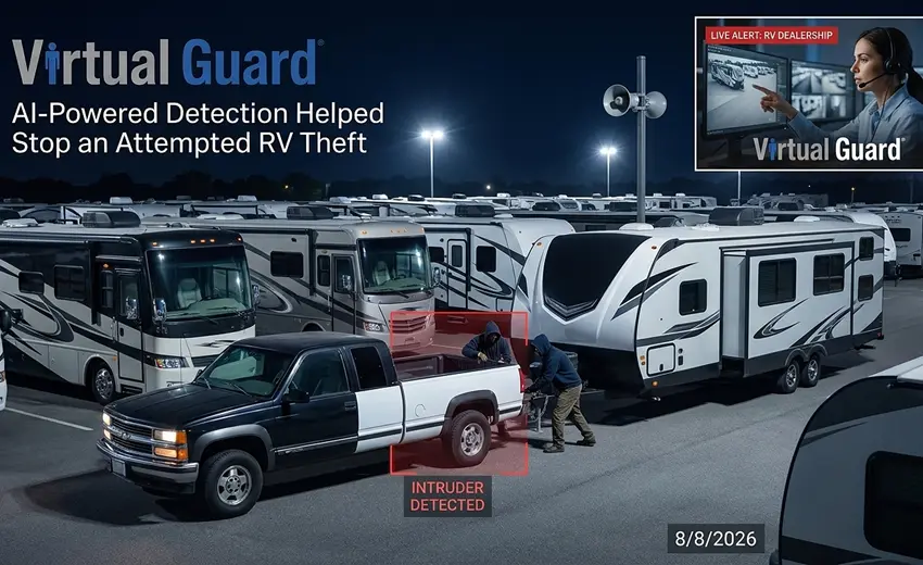 Live remote monitoring stop attempted RV theft in progress