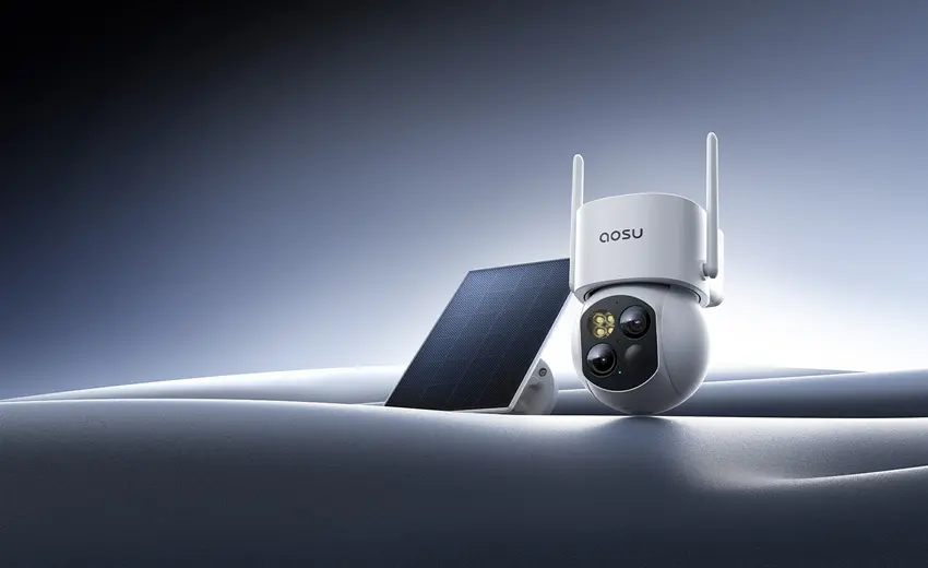 aosu highlights SolarCam T2 Dual-Lens Security Camera with simultaneous wide and telephoto 3K views