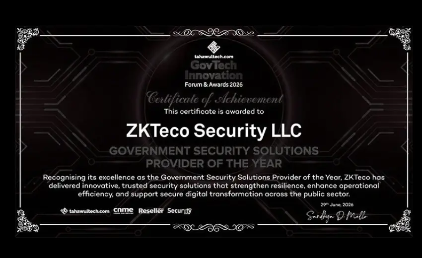 ZKTeco honored as Government Security Solutions Provider of the Year at the GovTech Innovation Forum & Awards 2026