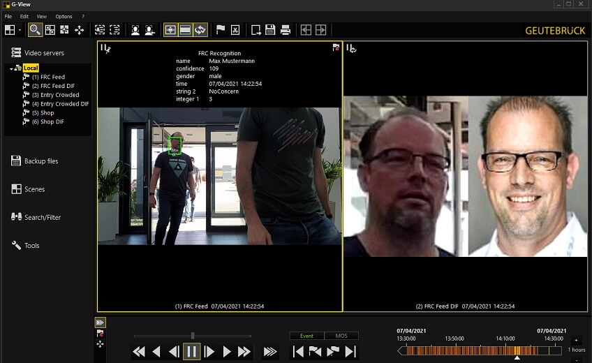 Industry leading SAFR facial recognition for live video integrated with Geutebrück VMS