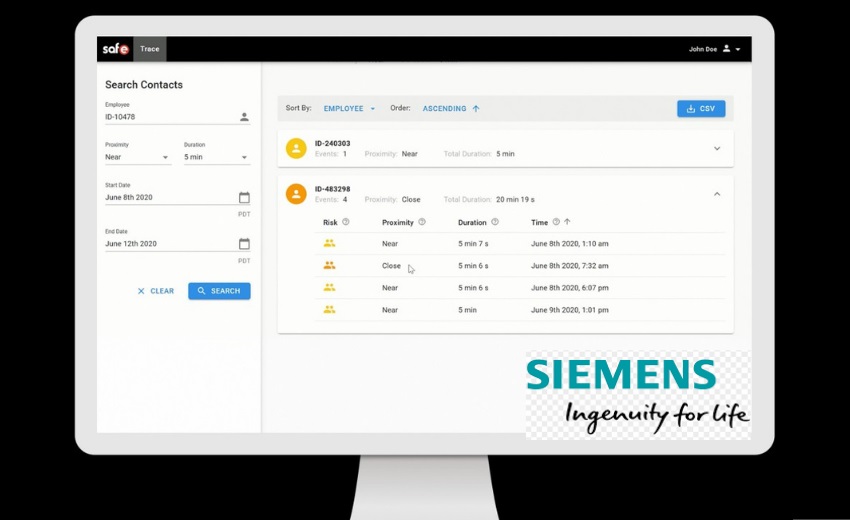 Siemens delivers digital contact tracing application for safer workplaces