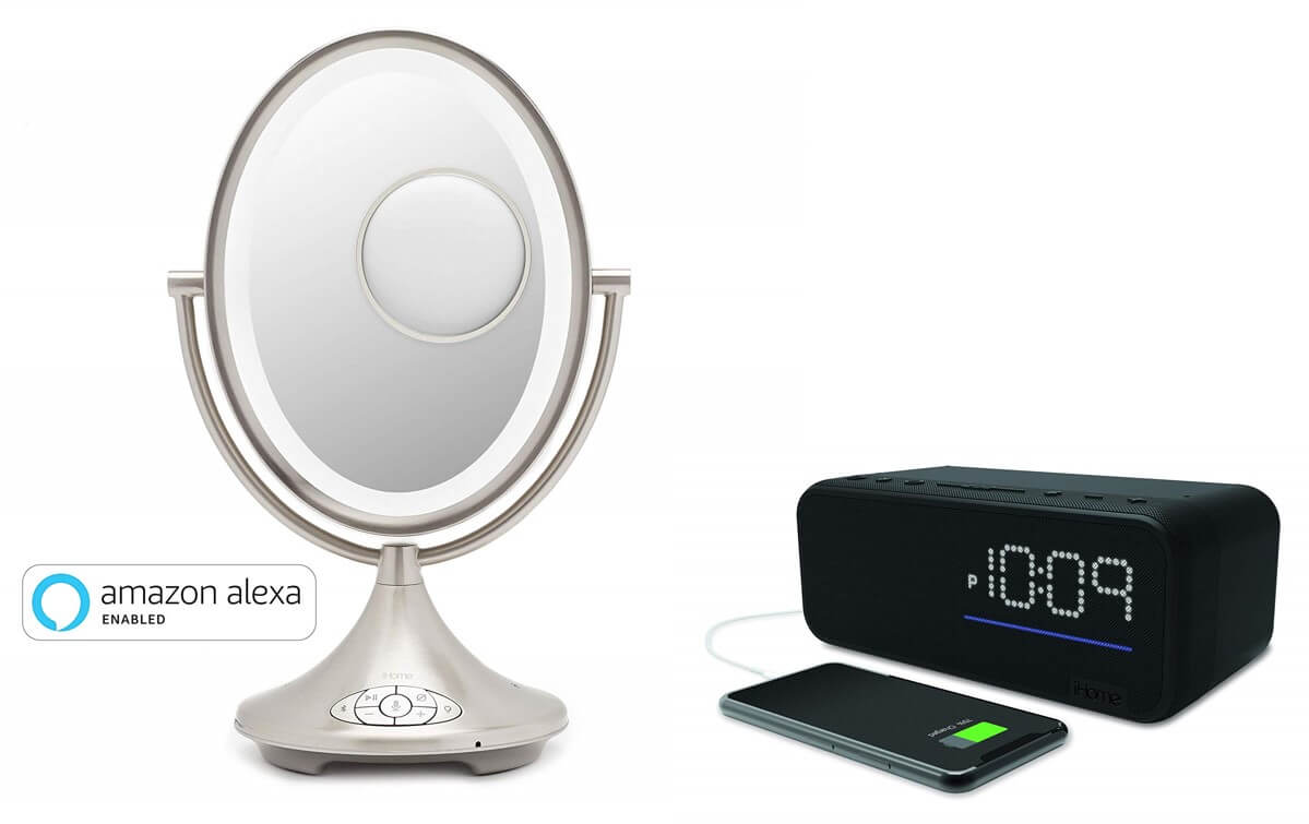 iHome unveils Alexa-compatible bathroom mirror and alarm clock