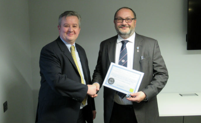 Tom Jenkins at ABLOY UK celebrates 25 years MLA membership