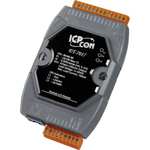 ICPDAS Ethernet I/O Module with 8-ch AI, 4-ch DO  ET-7017-G