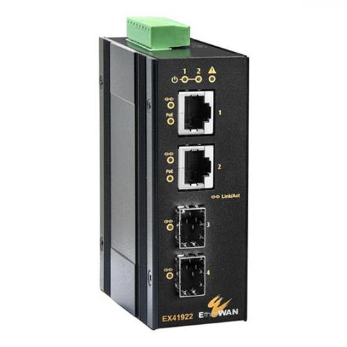 EX41922-T Hardened Unmanaged 2-port 10/100/1000BASE PoE+2-port 100/1000 SFP Ethernet Switch