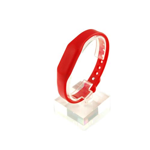 RFID Silicone Rubber Wristband, w/ Pin-and-Tuck Closure, Red, FM1108, 13.56MHz R/W, WHR-200R-0N