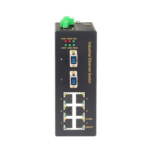 6-port 10/100M Ethernet + 2-port 100M FX Din-Rail BY-PASS Managed