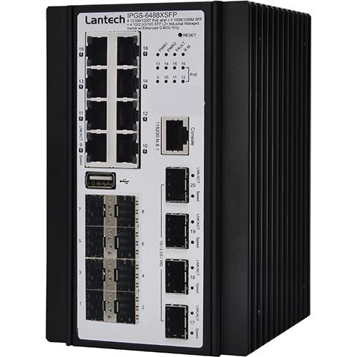 Lantech IPGS-6488XSFP 10GbE Industrial Managed PoE Ethernet Switch