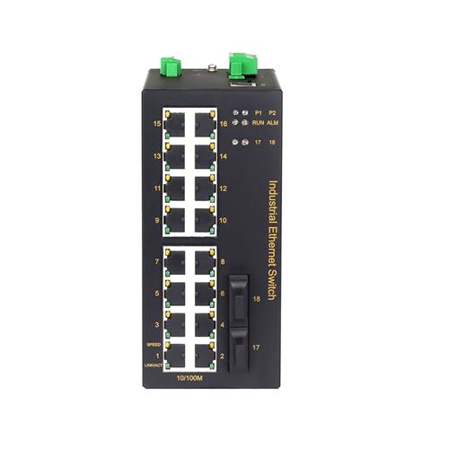 16-port 10/100M Ethernet + 2-port 10/100M FX Din-Rail Layer2 Managed