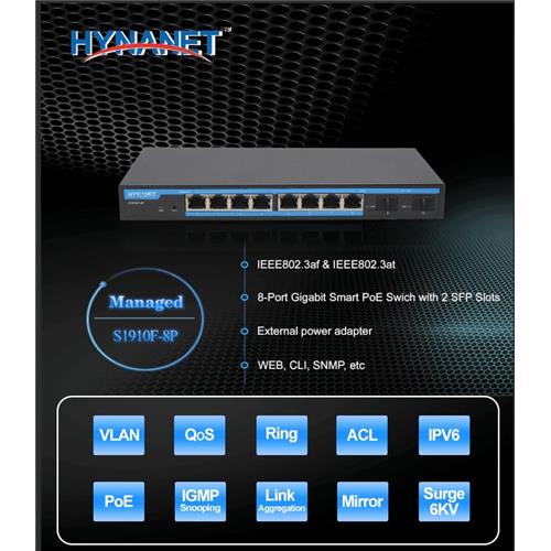 Desktop L2+ Managed PoE Switch 9 port 10/100/1000M