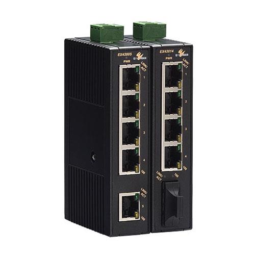 EX42000 Series  Industrial Unmanaged 4 to 5-port 10/100BASE-TX and 1-port 100BASE-FX Ethernet Switch