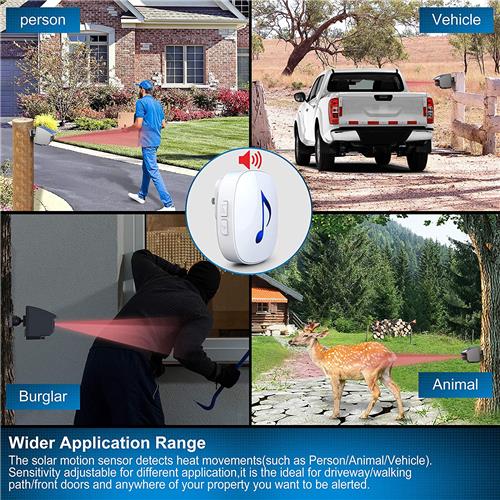 Solar wireless infrared detector driveway alarm wireless alert security system