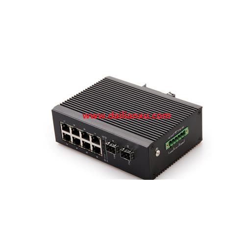 Gigabit 4/8ports DIN Rail Industrial Loop Self-healing POE Fiber Switch 2 SFP