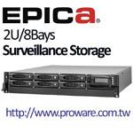 EPICa EP-2803WA Surveillance Storage - 2U 8bays, USB 2.0/1394b/eSATA/iSCSI - SATA II RAID Subsystem